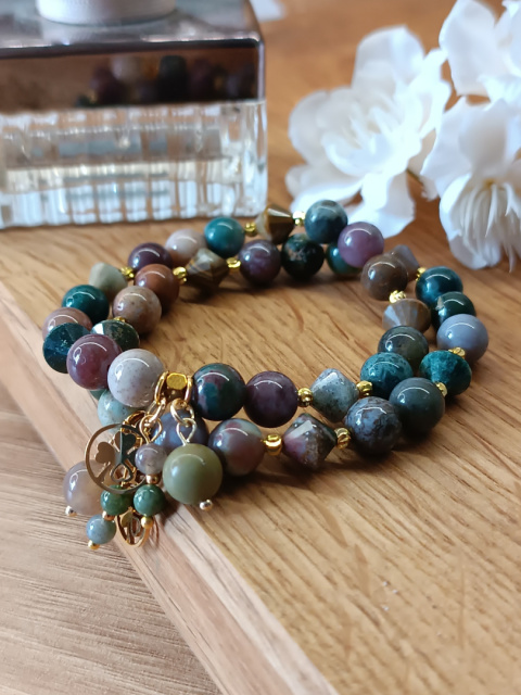 Bransoletka „Verde Luxe” – elegancja agatu indyjskiego i złota Bransoletka „Verde Luxe” – elegancja agatu indyjskiego i złota