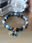 Bransoletka z kamieni naturalnych. Lapis Lazuli, Turkus, Kwarc, Szafir, Hematyt. Dla Byka