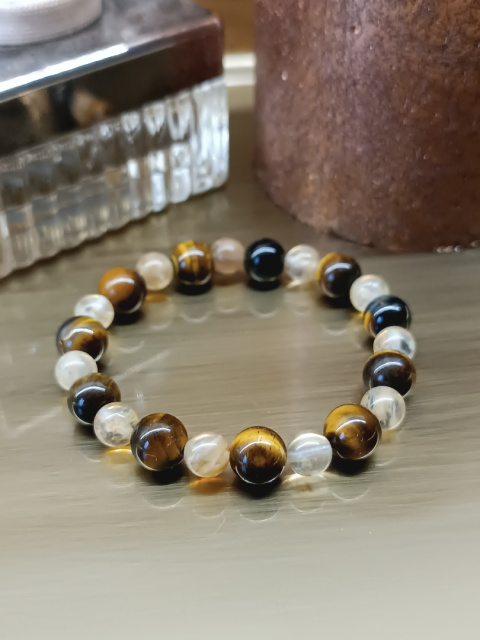 Bransoletka z tiger eye i cytrynu na elastycznej gumce jubilerskiej Bransoletka z tiger eye i cytrynu na elastycznej gumce jubilerskiej