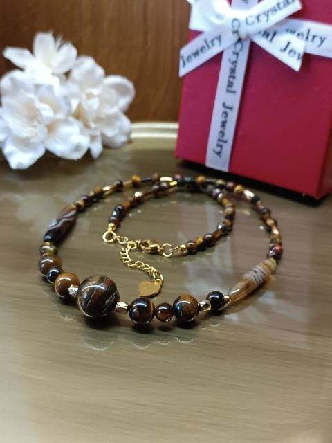 Naszyjnik z kamieni naturalnych. Tiger Eye i Onyks Naszyjnik z kamieni naturalnych. Tiger Eye i Onyks
