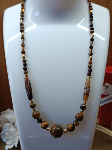 Naszyjnik z kamieni naturalnych. Tiger Eye i Onyks Naszyjnik z kamieni naturalnych. Tiger Eye i Onyks