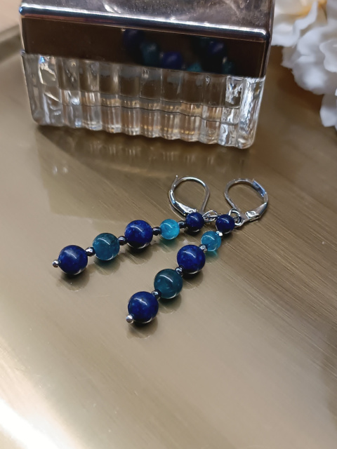 Zestaw biżuterii z kamieni naturalnych – apatyt, lapis lazuli, hematyt, chalcedon Zestaw biżuterii z kamieni naturalnych – apatyt, lapis lazuli, hematyt, chalcedon