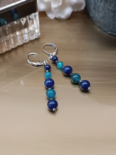 Zestaw biżuterii z kamieni naturalnych – apatyt, lapis lazuli, hematyt, chalcedon Zestaw biżuterii z kamieni naturalnych – apatyt, lapis lazuli, hematyt, chalcedon
