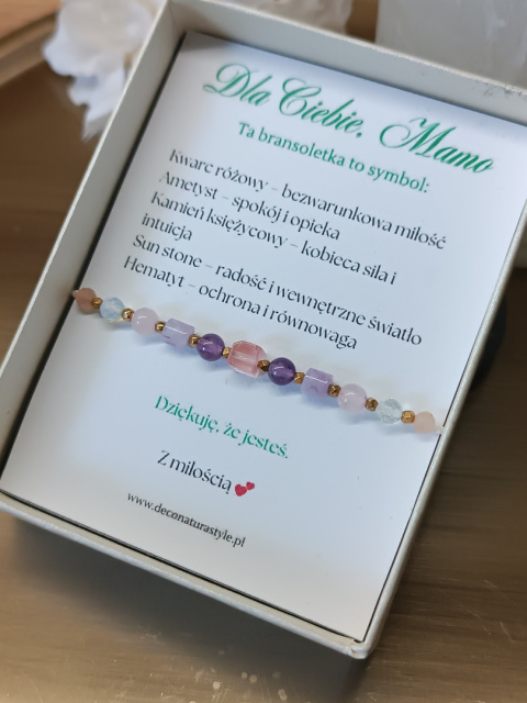 Bransoletka „Dla Mamy” – Miłość, Spokój i Ochrona. Kamienie naturalne, nić jedwabna Bransoletka „Dla Mamy” – Miłość, Spokój i Ochrona. Kamienie naturalne, nić jedwabna