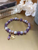 Bransoletka „Violet Harmony” – ametyst, lepidolit, purple turkus i złote akcenty